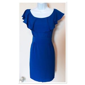 Gianni Bini Blue Ruffle Neck Belted Sheath Dress 2